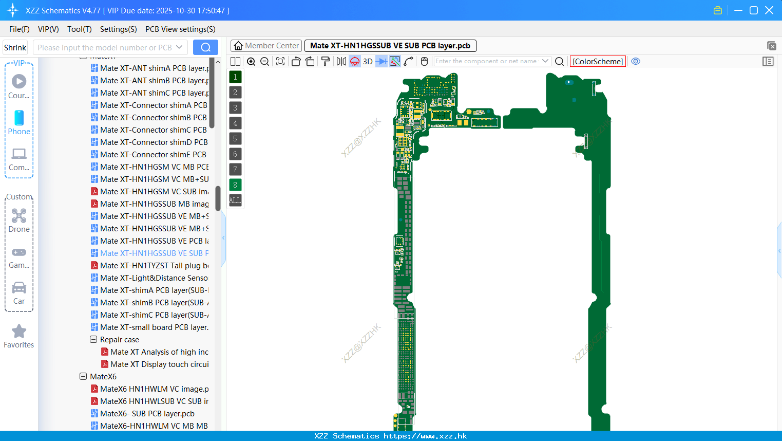 Huawei Mate XT-HN1HGSSUB VE SUB PCB Layer